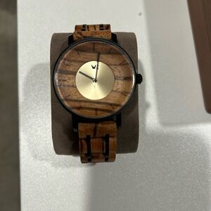 Wooden Elements Watch with Gold Dial